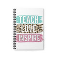 Teach Love Inspire Spiral Notebook — Teacher Gift, Leopard & Glitter Design