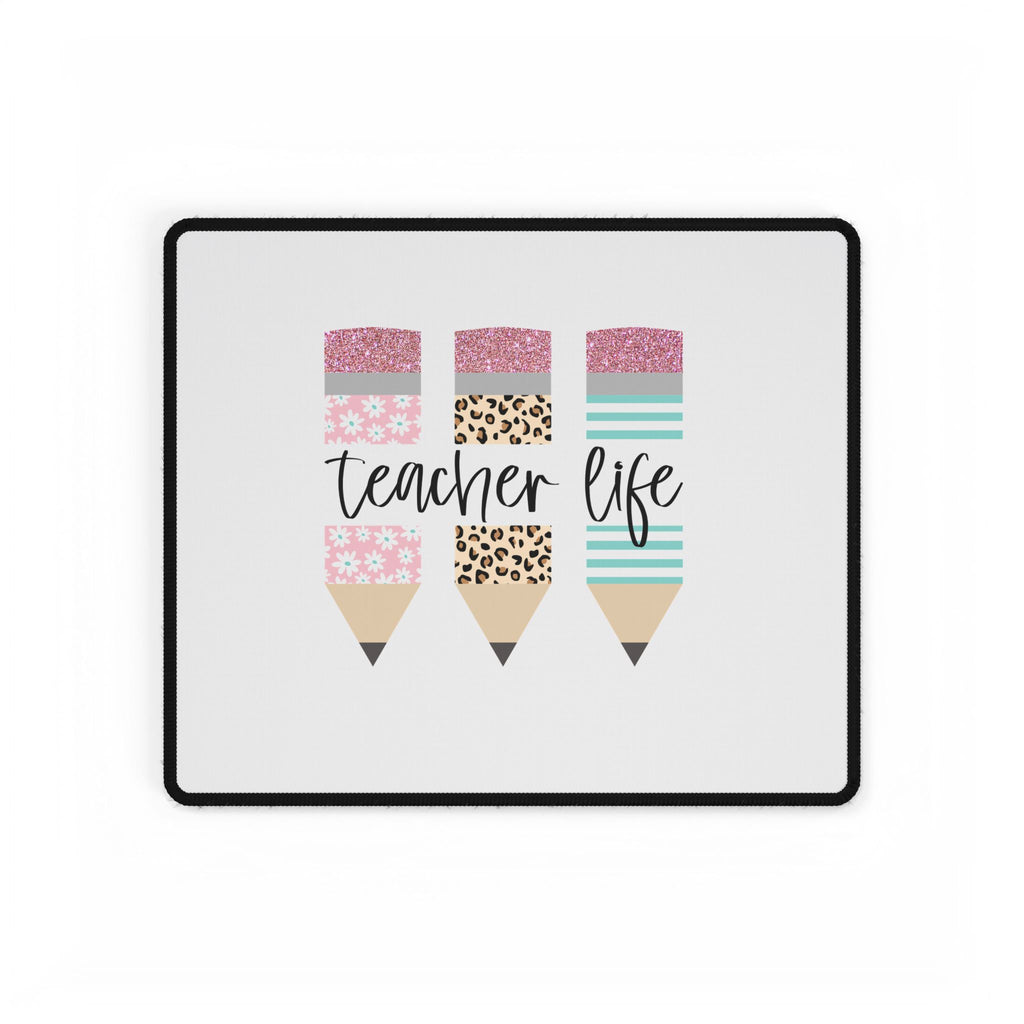 Teacher Life Desk Mat — Cute Pink Pencil Design Mouse Pad for Teachers