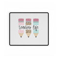 Teacher Life Desk Mat — Cute Pink Pencil Design Mouse Pad for Teachers